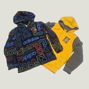 2 Hooded Jackets Adidas Multicolor Logo and Huntington Yellow Black Boys Size 7